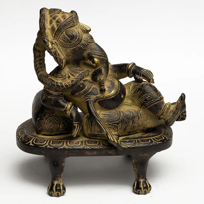 Brass Brown Chowki Ganesha