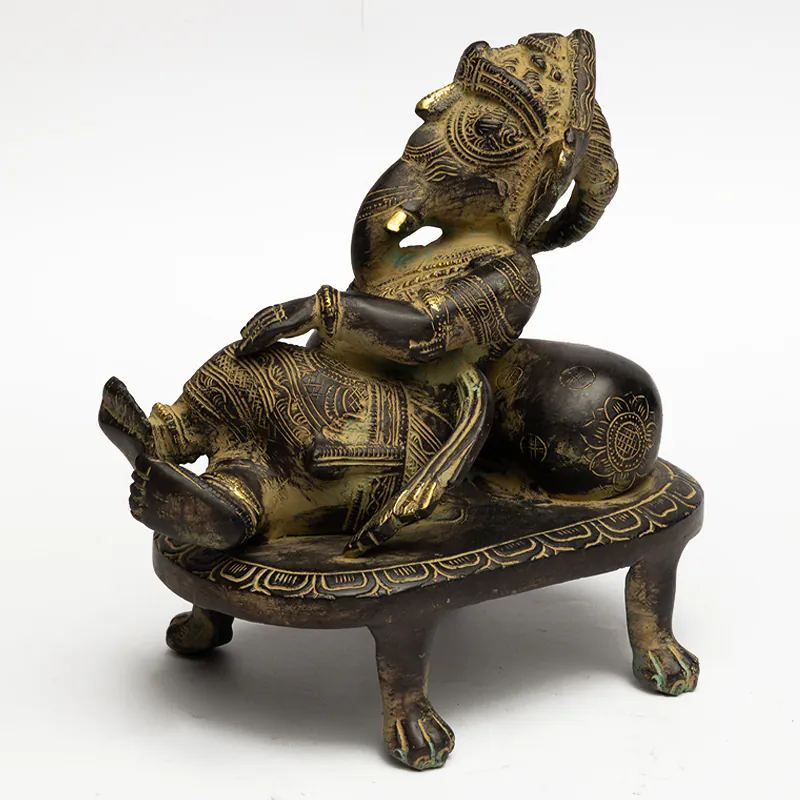 Brass Brown Chowki Ganesha - Image 3