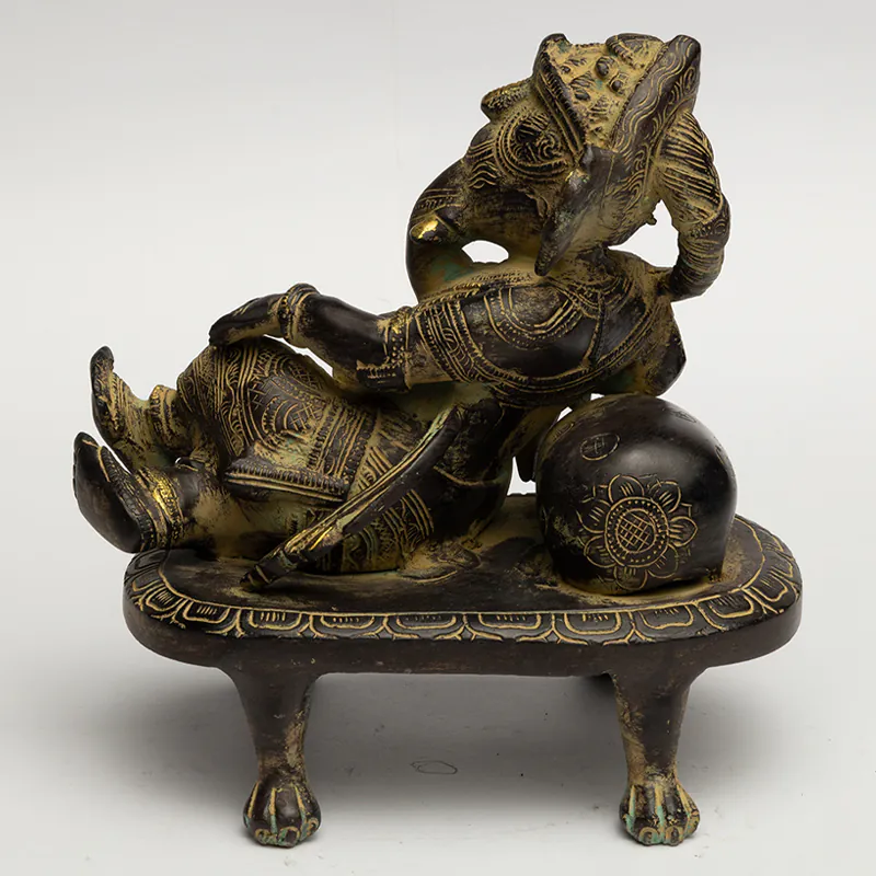 Brass Brown Chowki Ganesha - Image 4