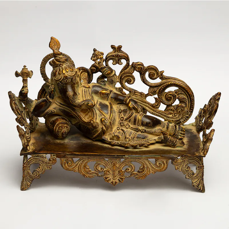 Brass Gold Chowki Ganesh