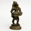 Brass Dholak Playing Ganesha Idol - Antique Green Finish Musical Ganesh Figurine for Gifting & Décor