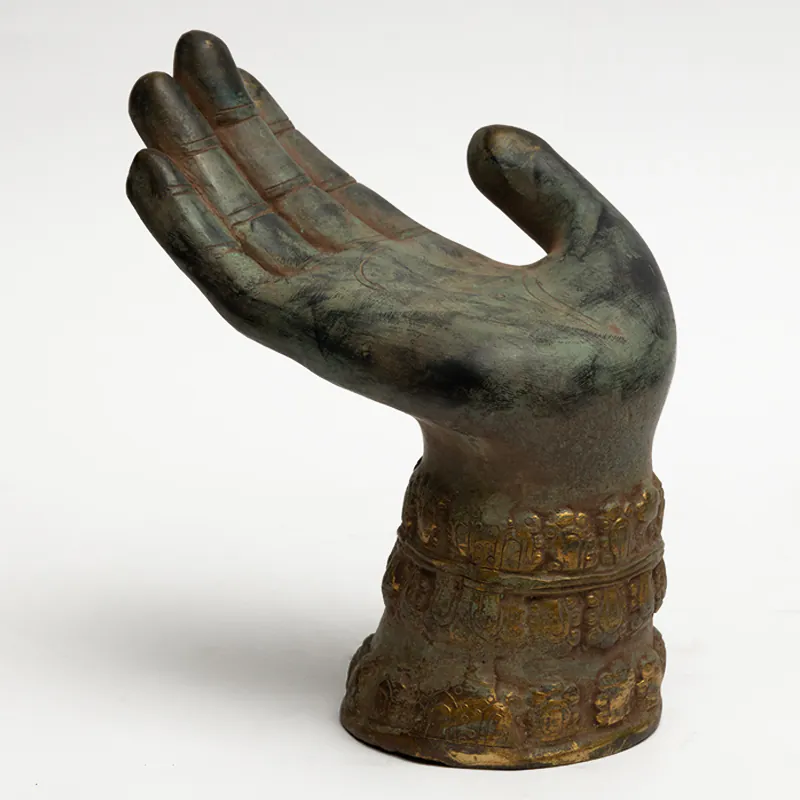 Brass Decorative Hand Sculpture – Antique Green Finish Abhay Mudra Home Décor Showpiece - Image 3
