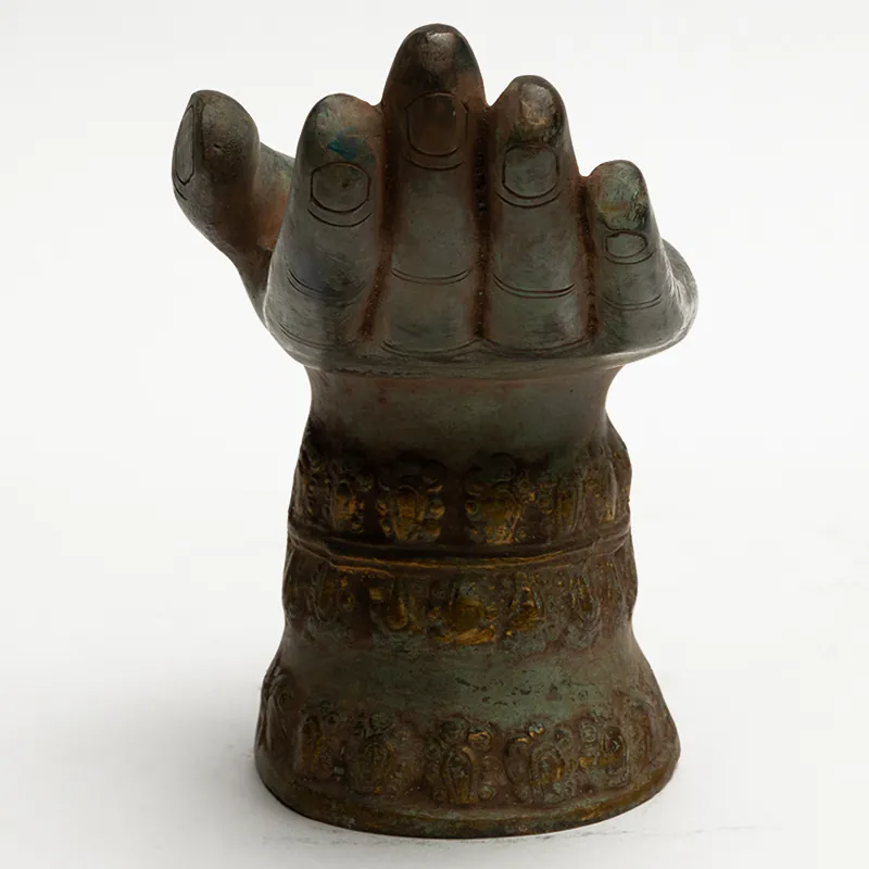 Brass Decorative Hand Sculpture – Antique Green Finish Abhay Mudra Home Décor Showpiece - Image 2