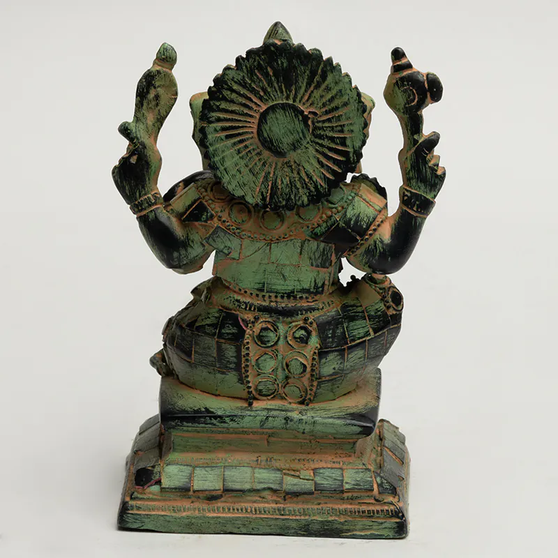 Brass Sitting Ganesha Idol – Antique Finish Medium Ganesh Statue for Mandir & Home Décor - Image 4