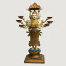 Brass Deepalakshmi Goddess Idol – Gold White Finish Tall Premium Lakshmi Diya Statue for Pooja Room