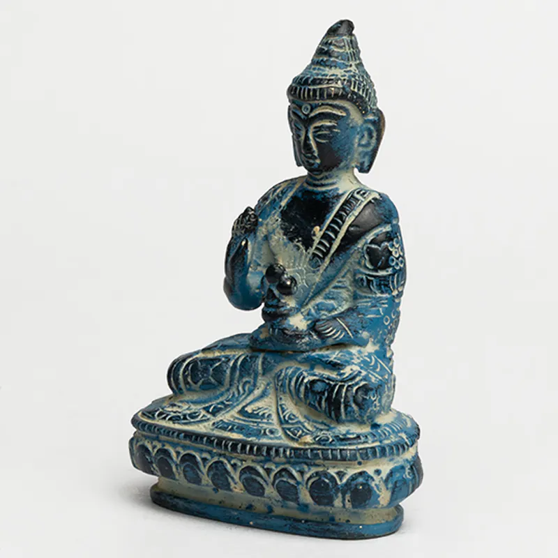 Brass Blue Sitting Buddha - Image 2