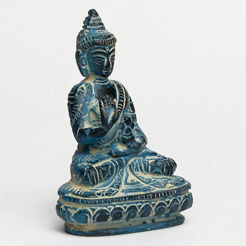 Brass Blue Sitting Buddha - Image 3