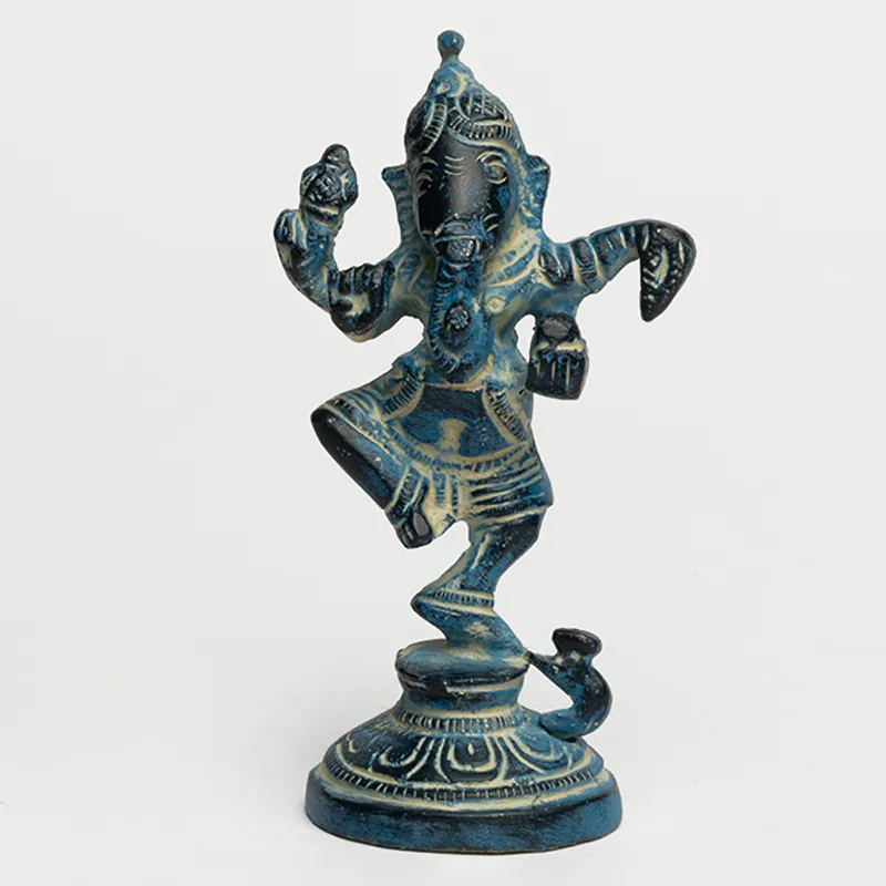 Brass Blue Dancing Ganesha