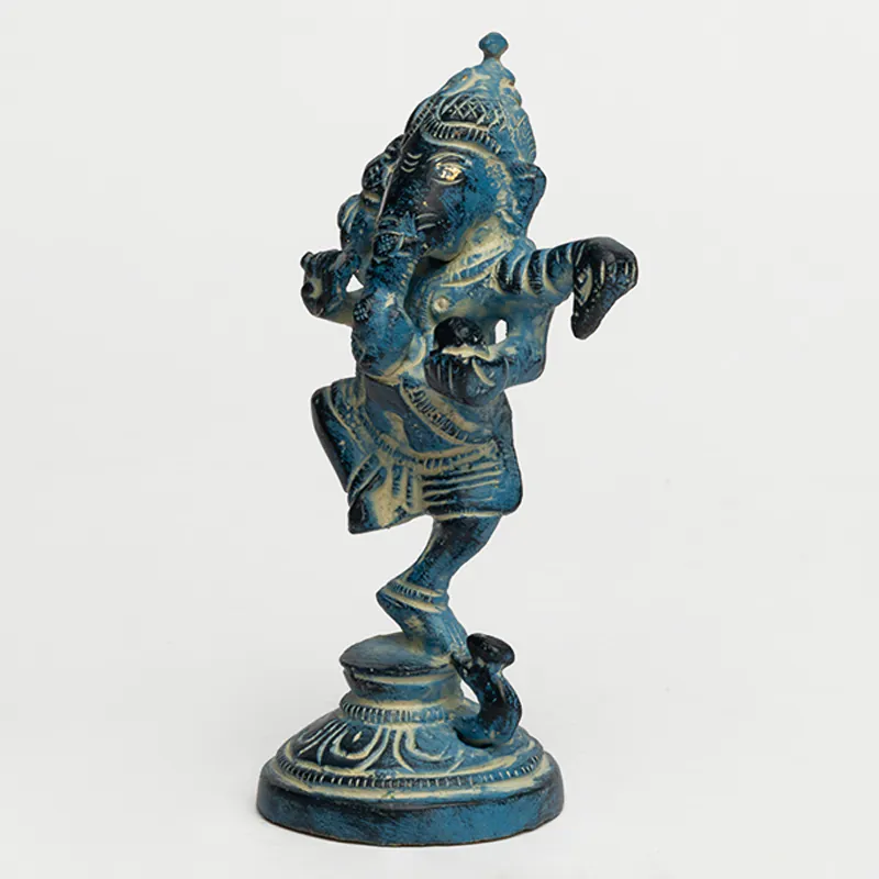 Brass Blue Dancing Ganesha - Image 2
