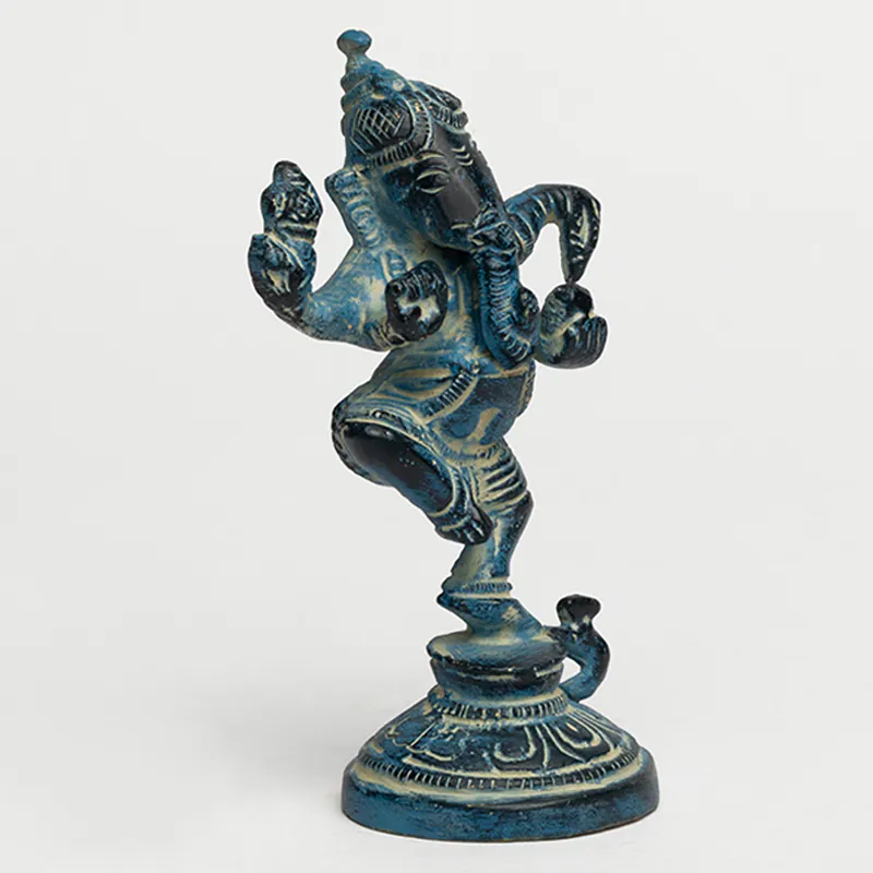 Brass Blue Dancing Ganesha - Image 3
