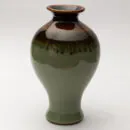 Ceramic Decorative Vase - Brown Green Medium Handcrafted Flower Vase for Home & Table Décor