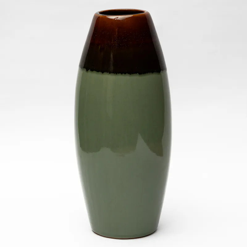 Ceramic Decorative Vase - Brown Green Tall Handcrafted Flower Vase for Home & Interior Décor