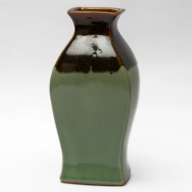 Ceramic Decorative Vase – Brown Green Medium Handcrafted Flower Vase for Home Styling