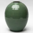Ceramic Decorative Vase - Green Wide Handcrafted Flower Vase for Living Room & Home Décor