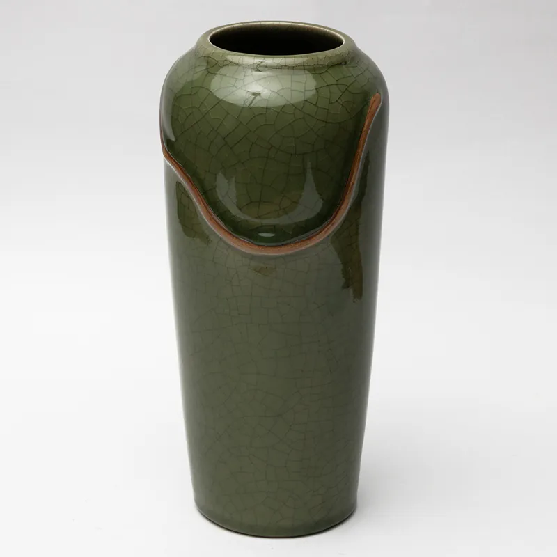 Ceramic Decorative Vase - Brown Green Tall Handcrafted Flower Vase for Home & Office Décor - Image 2