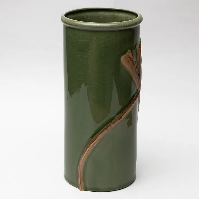 Ceramic Decorative Vase - Brown Green Slim Tall Handcrafted Flower Vase for Modern Home Décor - Image 2