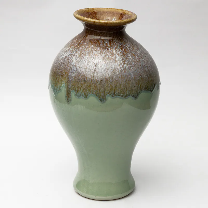 Ceramic Decorative Vase - Pistachio Green Tall Handcrafted Flower Vase for Contemporary Home