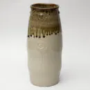 Ceramic Decorative Vase - Beige Brown Slim Handcrafted Flower Vase for Minimalist Home Décor
