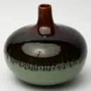 Ceramic Decorative Vase - Brown Green Wide Handcrafted Flower Vase for Home & Table Styling