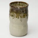 Ceramic Decorative Vase - Beige Brown Compact Handcrafted Flower Vase for Table & Shelf