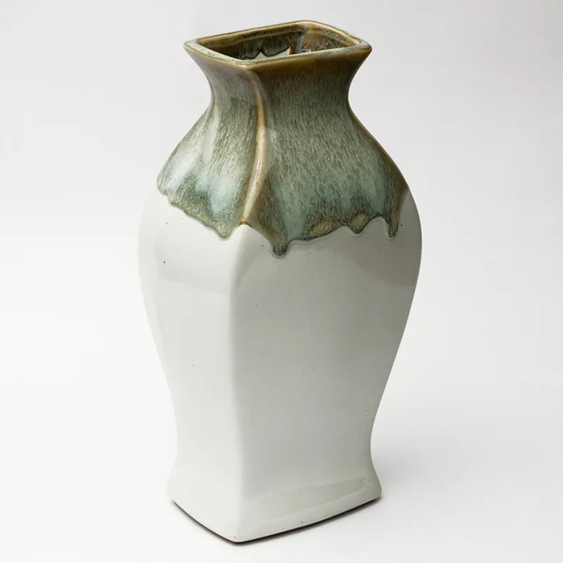 Ceramic Decorative Vase - Beige Brown Slim Handcrafted Flower Vase for Bedroom & Living Room - Image 2