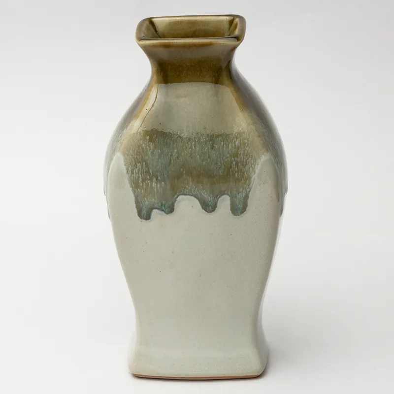 Ceramic Decorative Vase - Beige Brown Tall Slim Handcrafted Flower Vase for Corner & Floor Décor