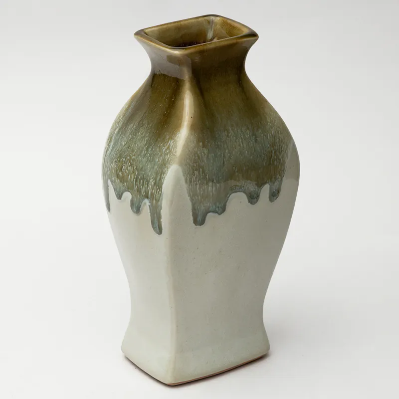 Ceramic Decorative Vase - Beige Brown Tall Slim Handcrafted Flower Vase for Corner & Floor Décor - Image 2