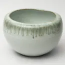 Ceramic Decorative Vase - Beige Wide Low Handcrafted Flower Vase for Dining Table & Console