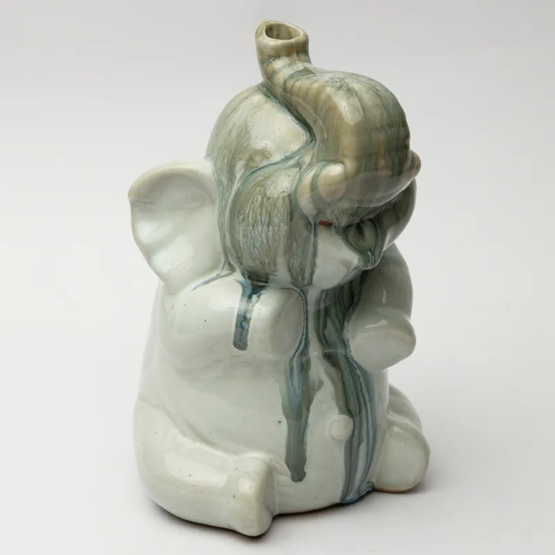 Ceramic Elephant Figurine - Beige Tall Handcrafted Decorative Elephant Statue for Home Décor - Image 2