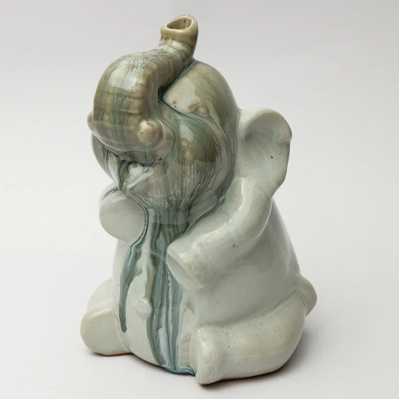 Ceramic Elephant Figurine - Beige Tall Handcrafted Decorative Elephant Statue for Home Décor - Image 3