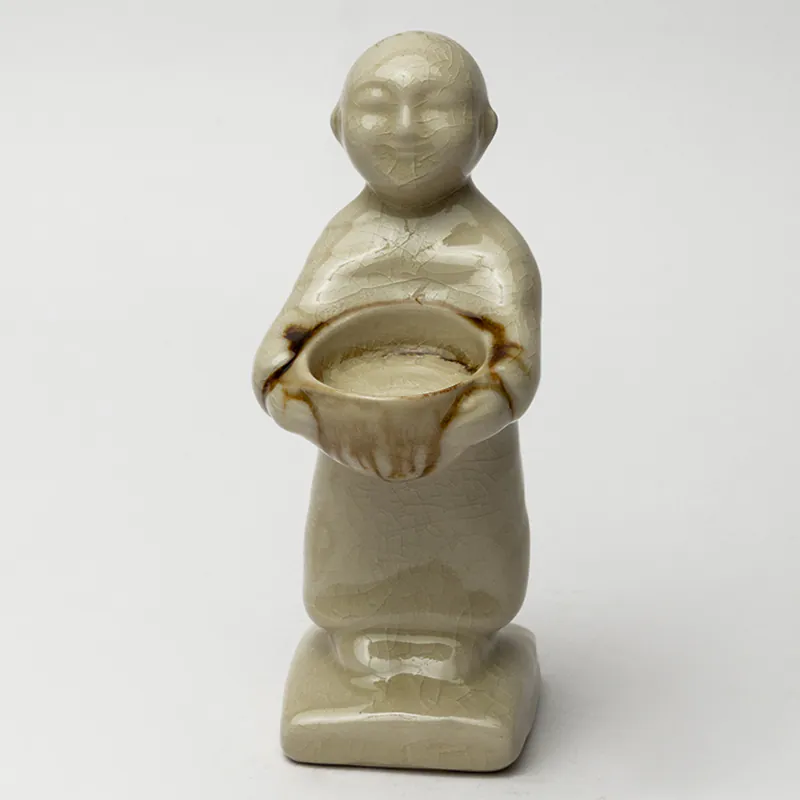 Ceramic Candle Holder - Beige Tall Cylinder Handcrafted Tealight Holder for Home Décor