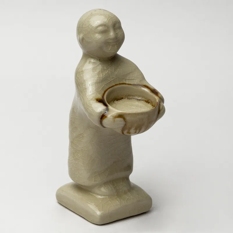 Ceramic Candle Holder - Beige Tall Cylinder Handcrafted Tealight Holder for Home Décor - Image 2