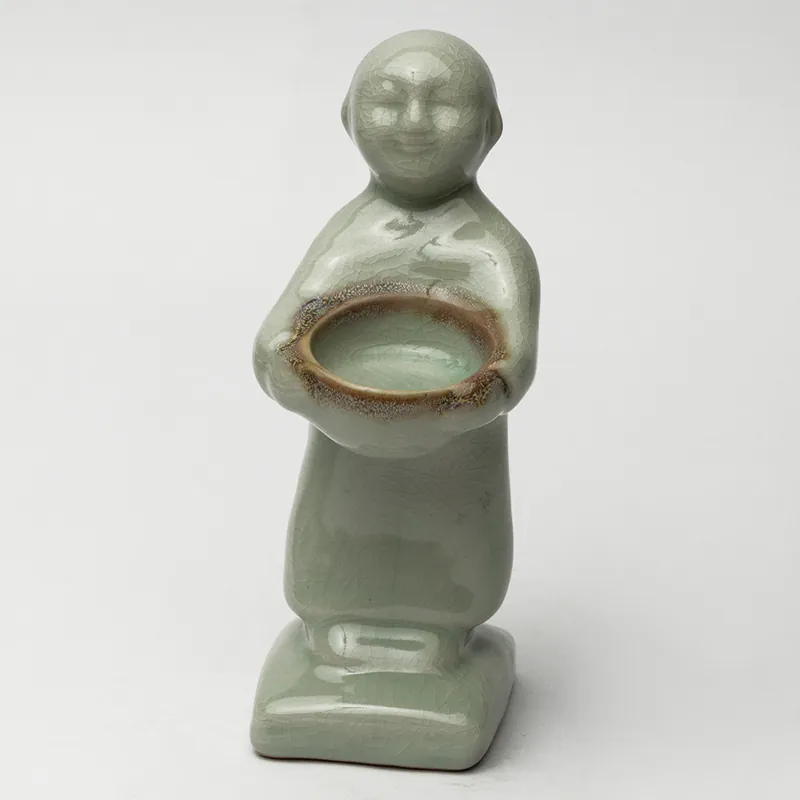 Ceramic Candle Holder - Pistachio Green Tall Handcrafted Tealight Holder for Table Décor