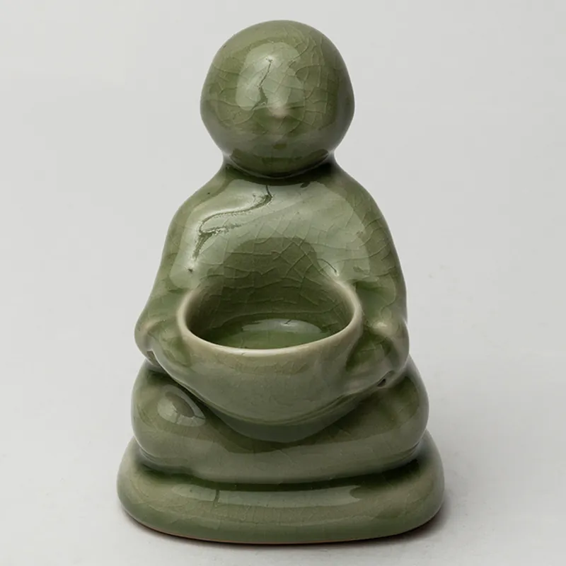 Ceramic Candle Holder - Green Flat Round Handcrafted Tealight Plate for Festive Décor