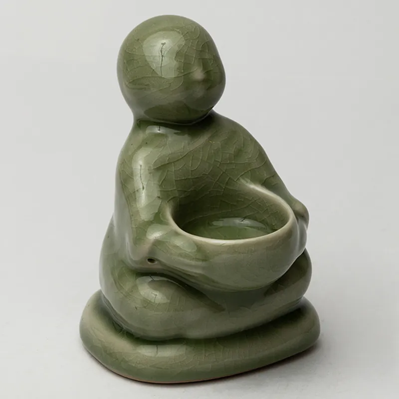 Ceramic Candle Holder - Green Flat Round Handcrafted Tealight Plate for Festive Décor - Image 2