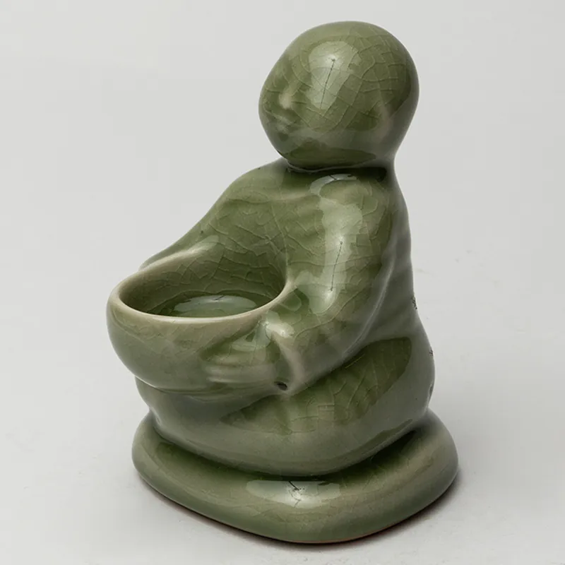 Ceramic Candle Holder - Green Flat Round Handcrafted Tealight Plate for Festive Décor - Image 3