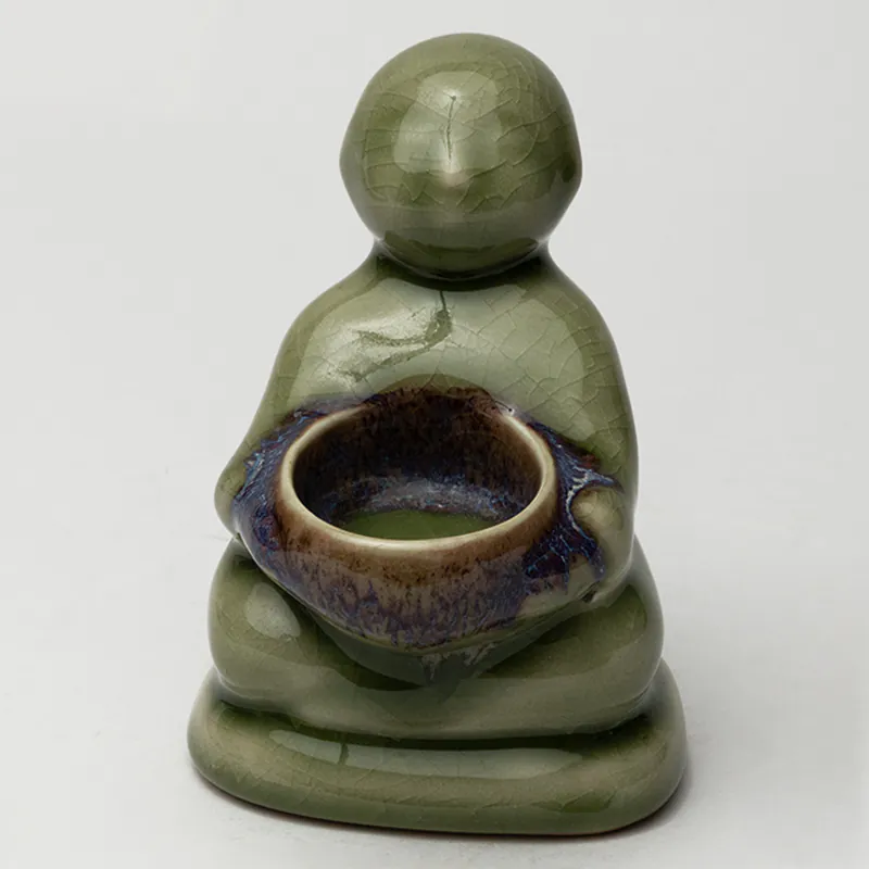 Ceramic Candle Holder - Green Medium Handcrafted Tealight Holder for Living Room Décor