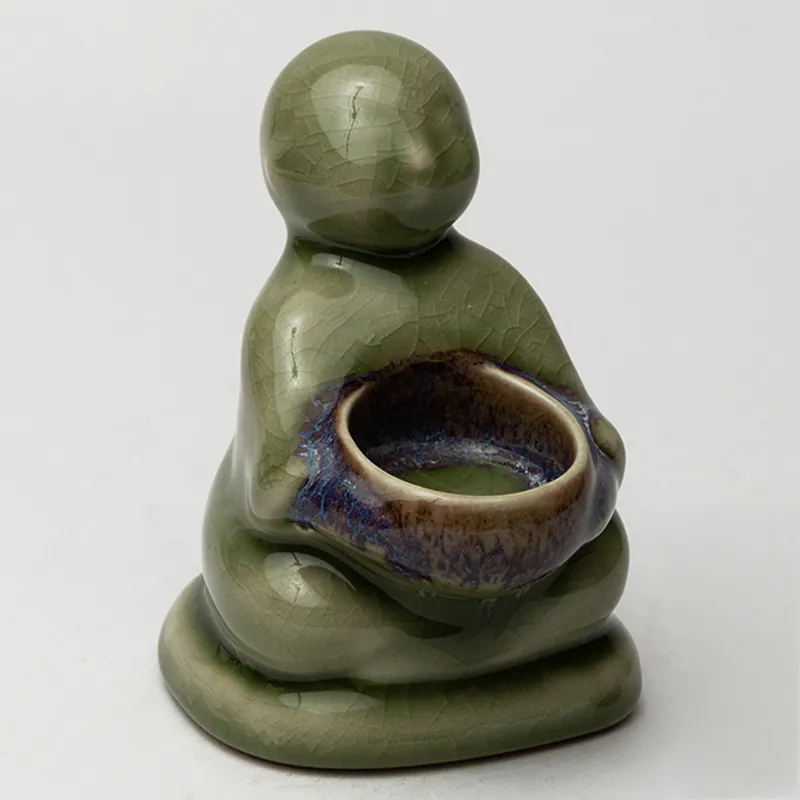 Ceramic Candle Holder - Green Medium Handcrafted Tealight Holder for Living Room Décor - Image 2