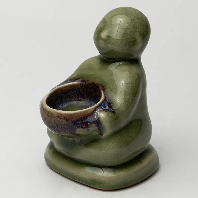 Ceramic Candle Holder - Green Medium Handcrafted Tealight Holder for Living Room Décor - Image 3