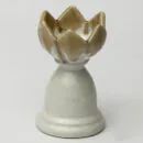 Ceramic Candle Holder - Beige Small Handcrafted Tealight Votive for Home & Table Décor