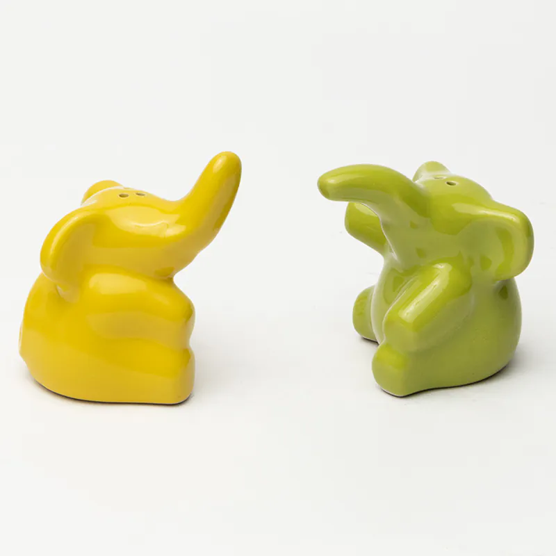 Ceramic Salt & Pepper Shaker Set - Yellow Green Handcrafted Dining Table Accessory