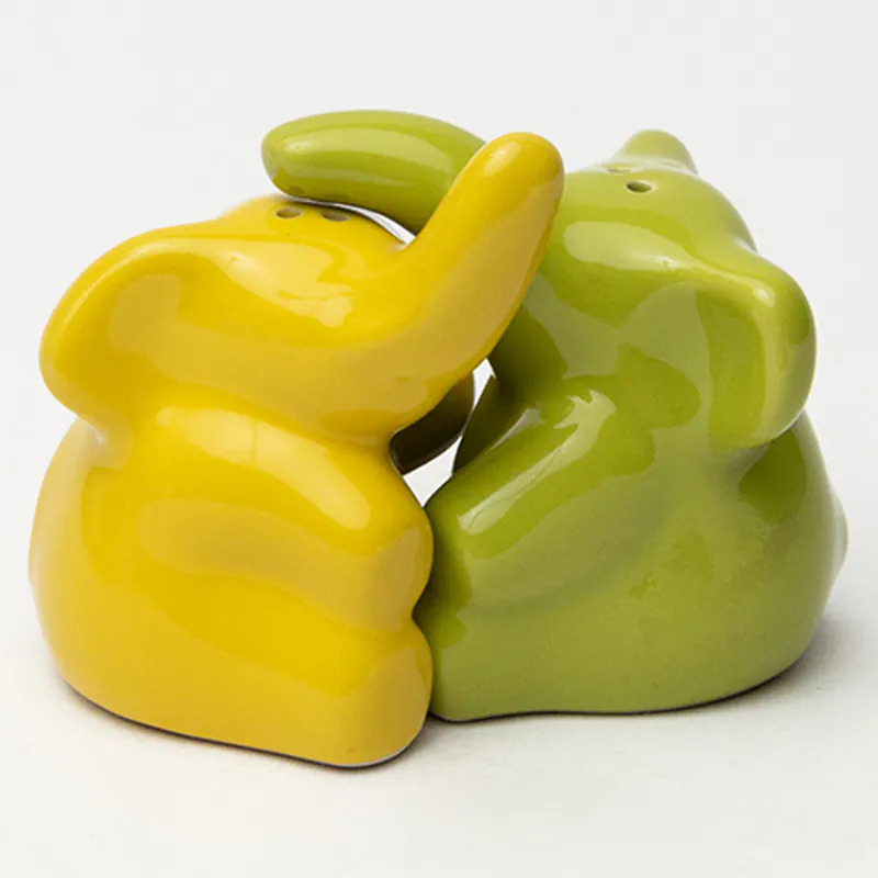 Ceramic Salt & Pepper Shaker Set - Yellow Green Handcrafted Dining Table Accessory - Image 2