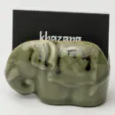 Ceramic Elephant Card Holder - Green Handcrafted Business Card Stand for Desk Décor
