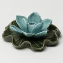 Ceramic Incense Holder - Sky Green Handcrafted Agarbatti Dish for Pooja Room Décor
