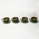 Ceramic Coffee Set - Brown Green Handcrafted Artisan Cup & Saucer Set for Home Gifting