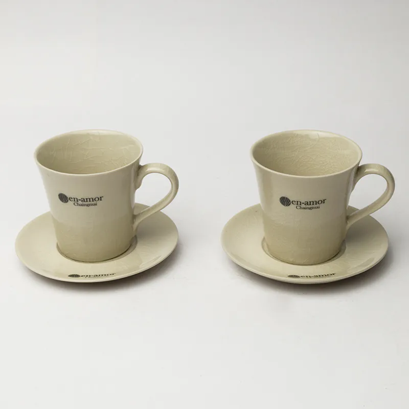 Ceramic Coffee Set - Beige Handcrafted Cup & Saucer Set for Dining & Home Gifting