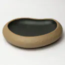 Ceramic Decorative Plate - Beige Brown Handcrafted Oval Display Plate for Neutral Interiors