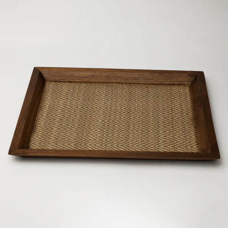 Walnut Wood Serving Tray - Medium Handcrafted Wooden Flat Tray for Home & Dining