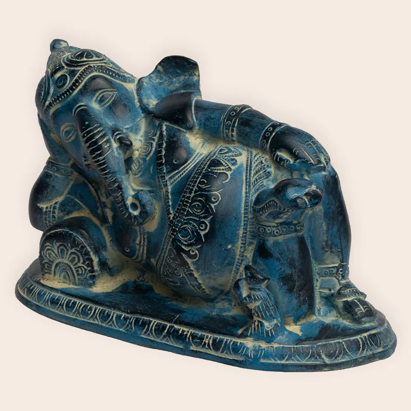 Brass Blue Reclining Ganesha Big - Image 2