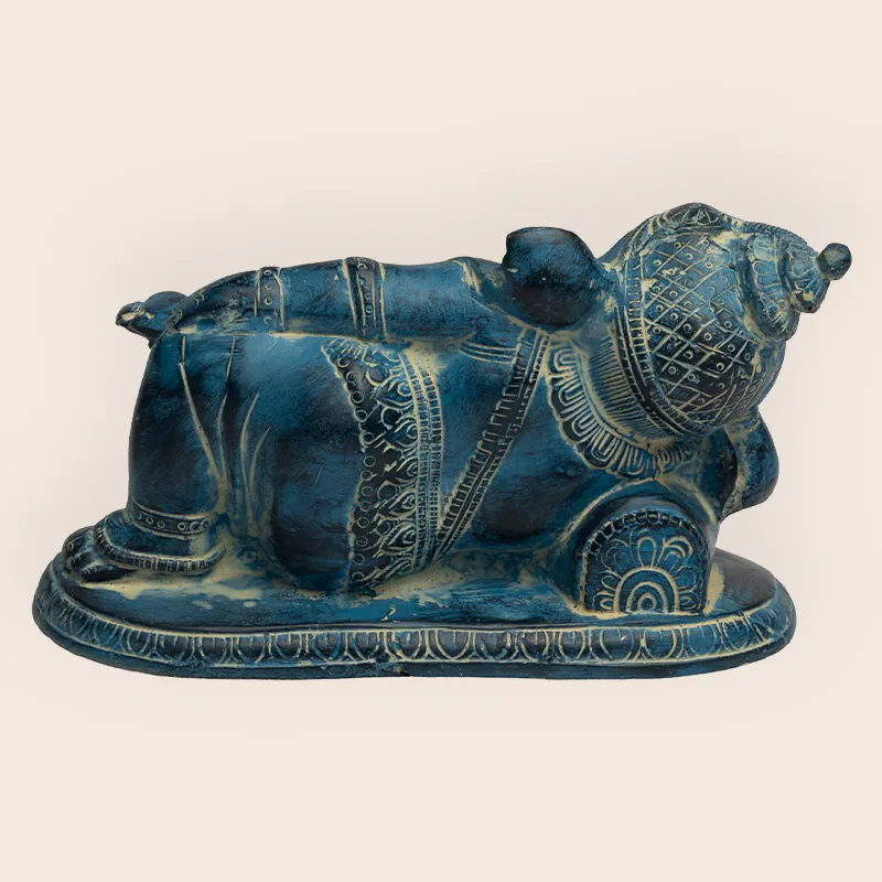 Brass Blue Reclining Ganesha Big - Image 3
